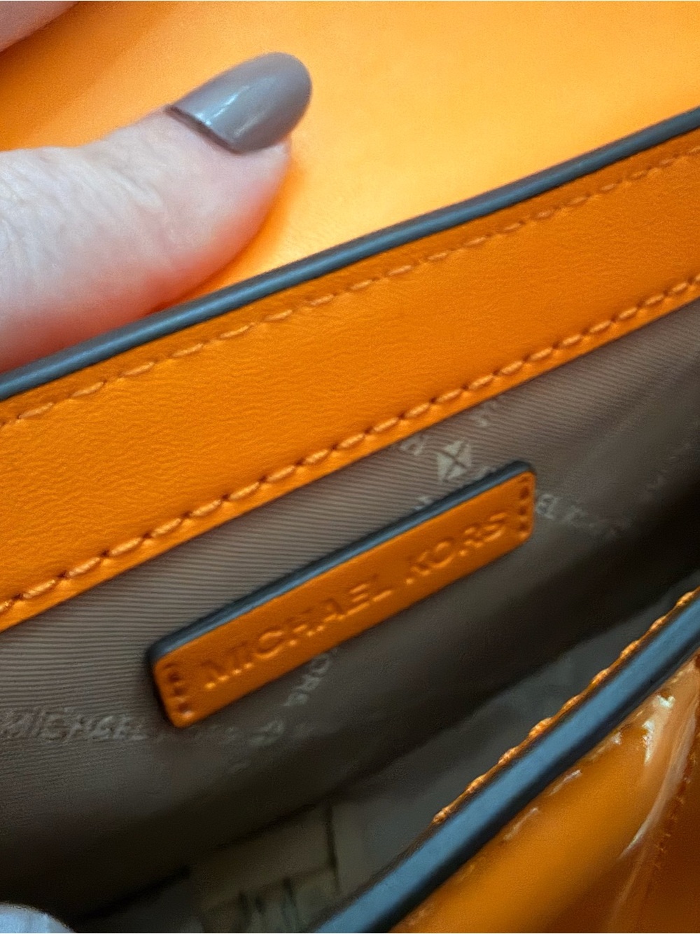 Michael Kors Mila Small Patent Convertible Crossbody Bag in Pop Orange - Picture 7 of 8